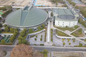 広島県立総合体育館（広島グリーンアリーナ）空撮写真北側